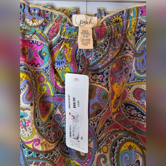 NWT Peek Paisley Girls Skirt with Pockets and Elastic Waist, Size 3XL/14 - Picture 5 of 11